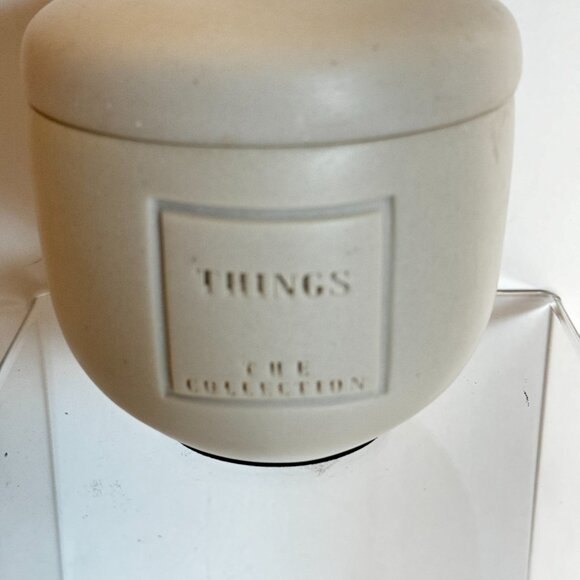 The Collection Stoneware Engraved "Things" Container with Lid Beige Cotton jewel - Picture 12 of 12